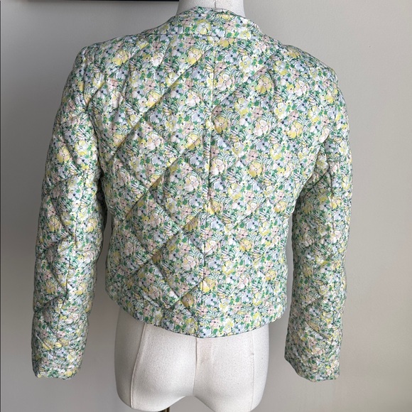 J Crew Limited Edition Quilted Preppy Floral Cottagecore Collarless Crop Jacket - Picture 3 of 9
